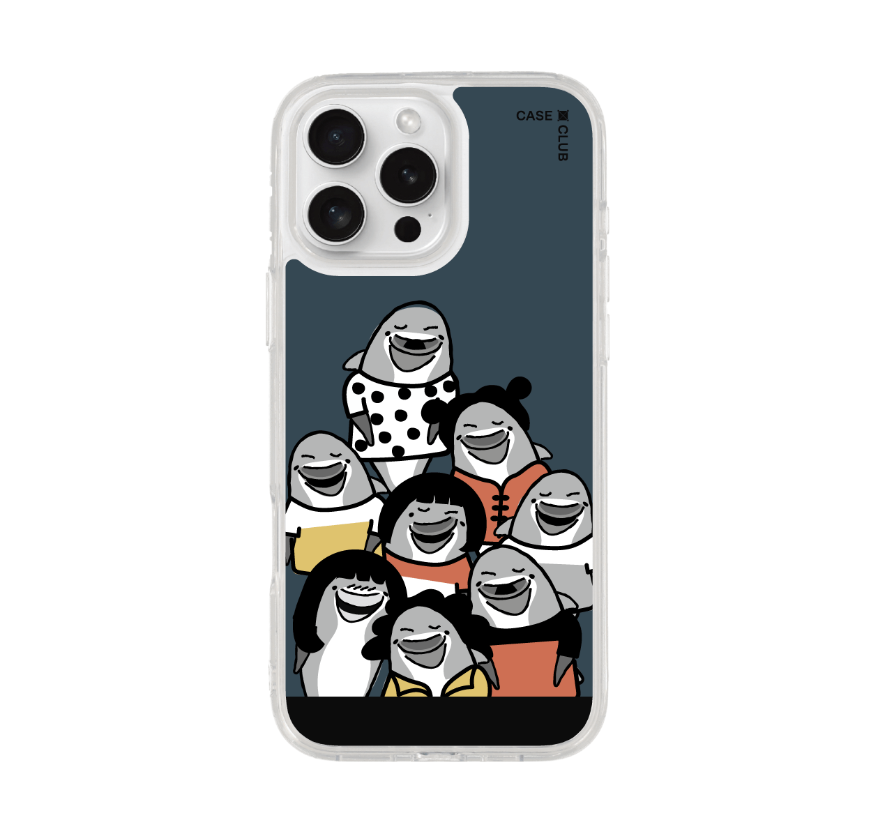 iPhone 16 Pro Max Clear Case Dolphin Family