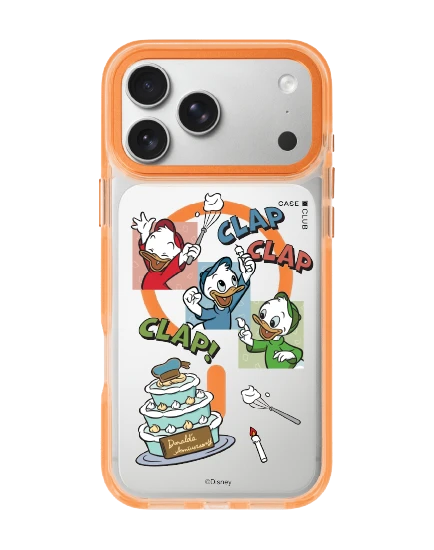 เคสใสสีส้ม iphone 17 pro max magsafe donald duck เค้กงานปาร์ตี้ในวัยเด็ก