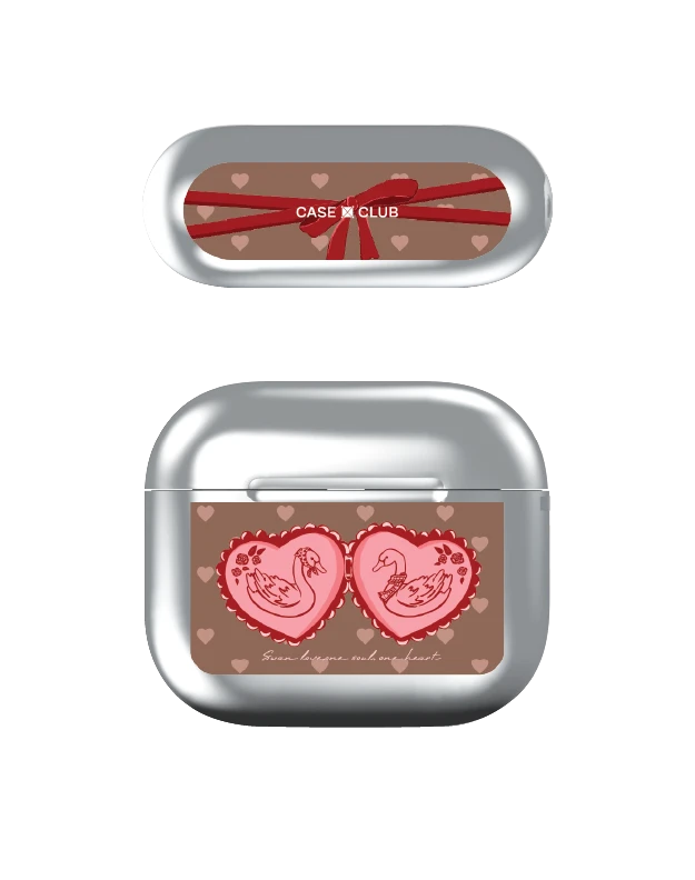 เคสสีเงิน airpods รุ่น 3 หัวใจคู่เชอร์รี่