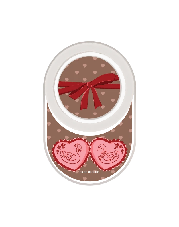 clear popgrip double heart cherry ribbon