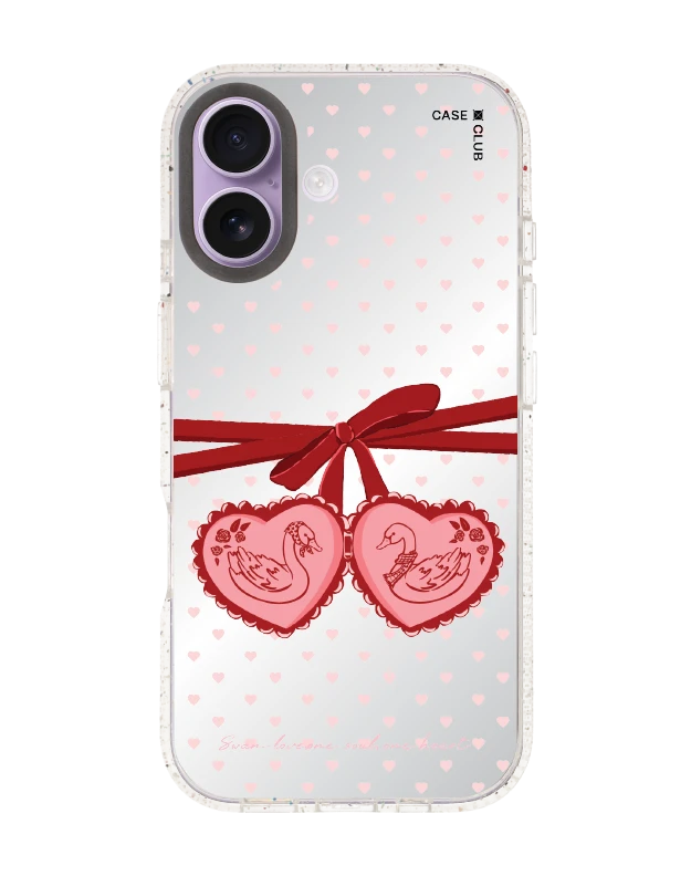 iphone 17 clear mirror magsafe double heart cherry ribbon
