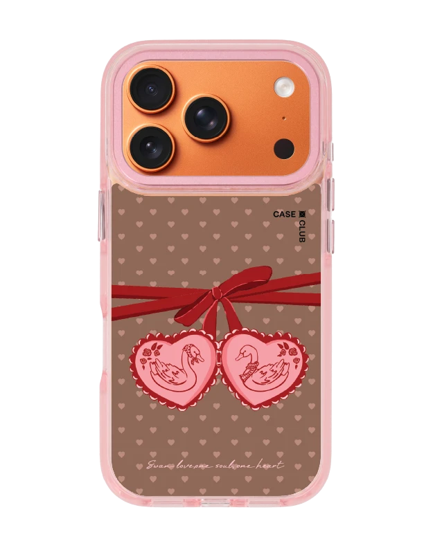 iphone 17 pro clear pink magsafe double heart cherry ribbon