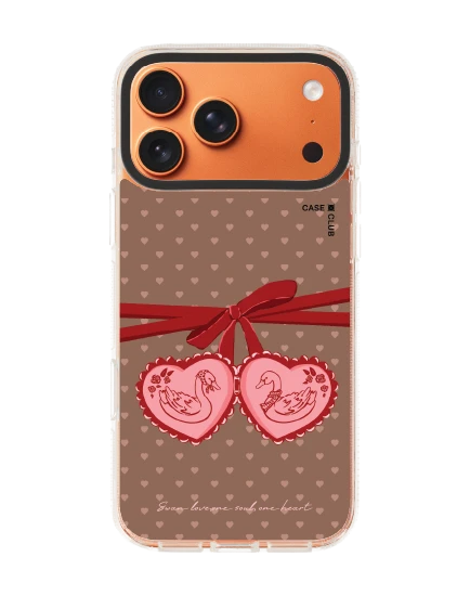 iphone 17 pro max clear case magsafe shield double heart cherry ribbon