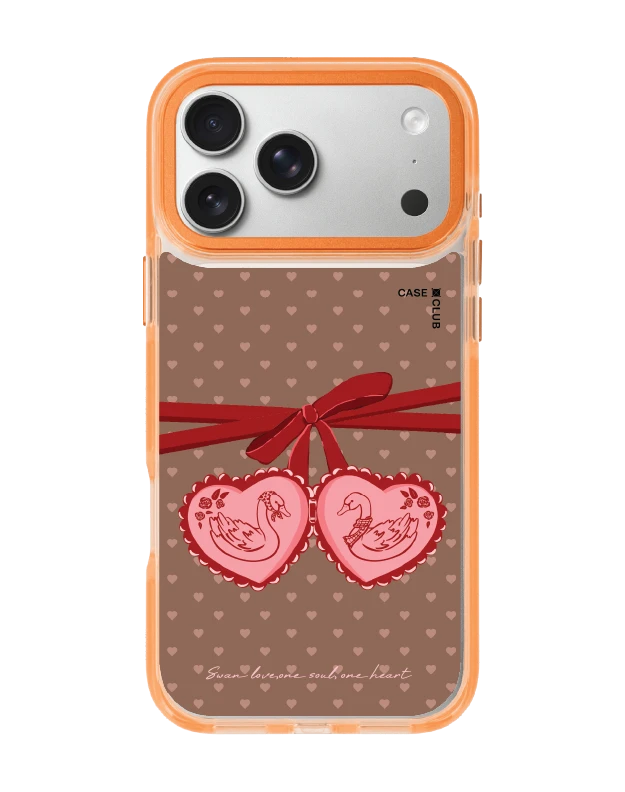 เคสใสสีส้ม iphone 17 pro max magsafe หัวใจคู่เชอร์รี่