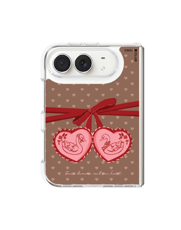 iphone duo clear magsafe double heart cherry ribbon