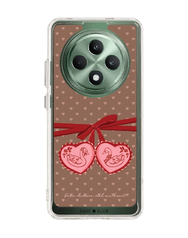 oppo reno 12f clear case double heart cherry ribbon