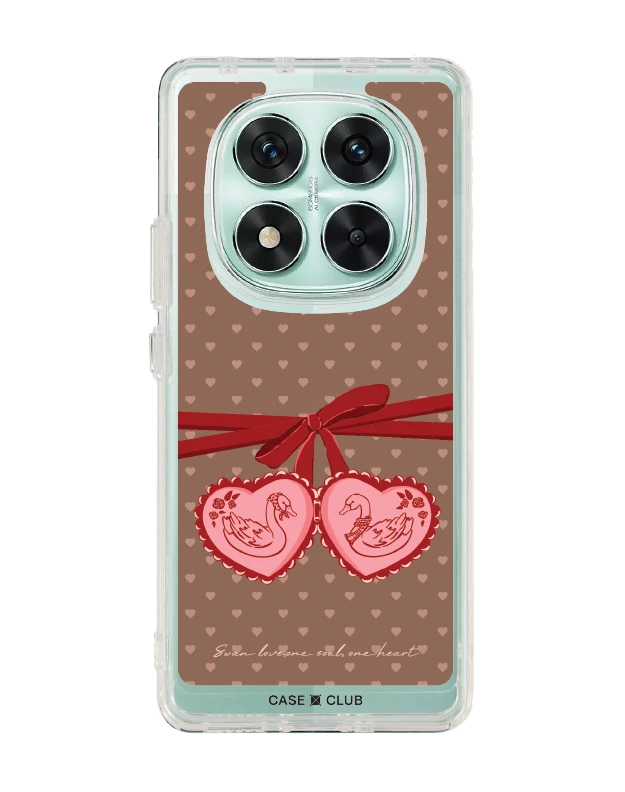 redmi note 14 pro clear case double heart cherry ribbon