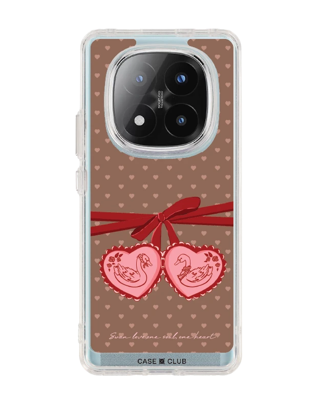 redmi note 14 pro plus clear case double heart cherry ribbon