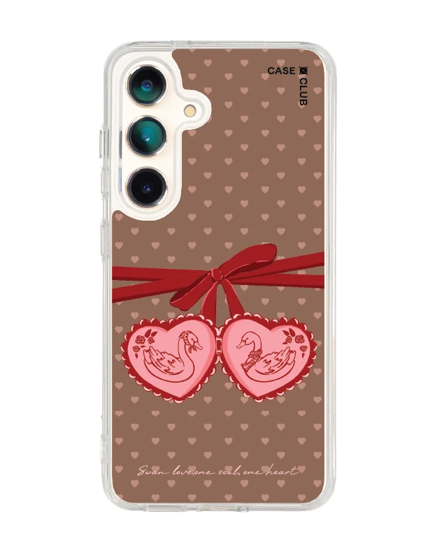 samsung galaxy s25 clear magsafe double heart cherry ribbon