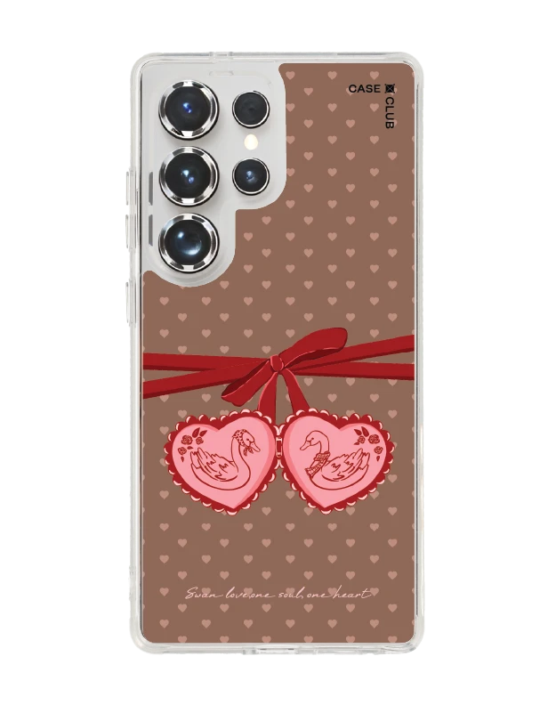 samsung galaxy s25 ultra clear magsafe double heart cherry ribbon