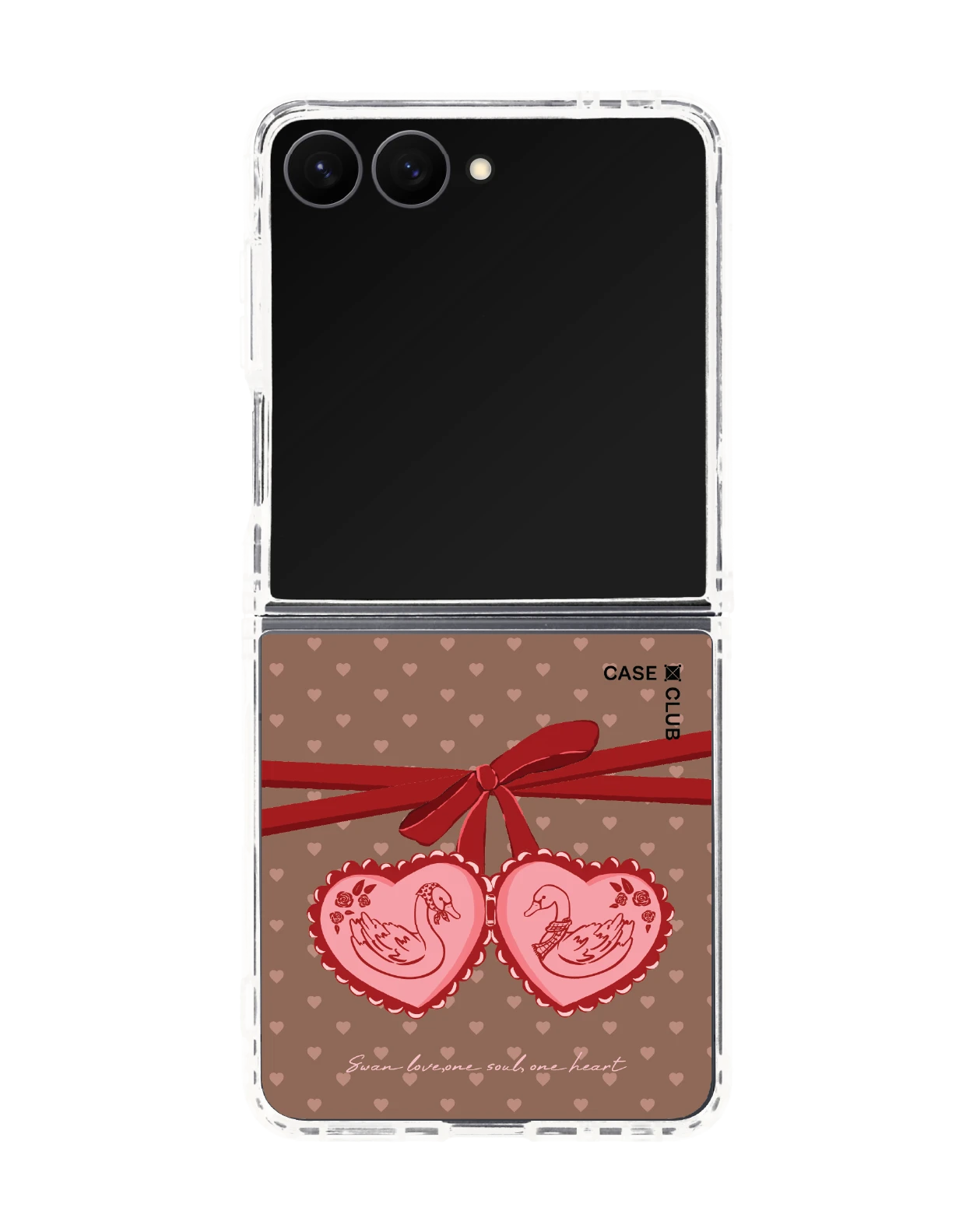 samsung galaxy z flip 8 clear magsafe double heart cherry ribbon