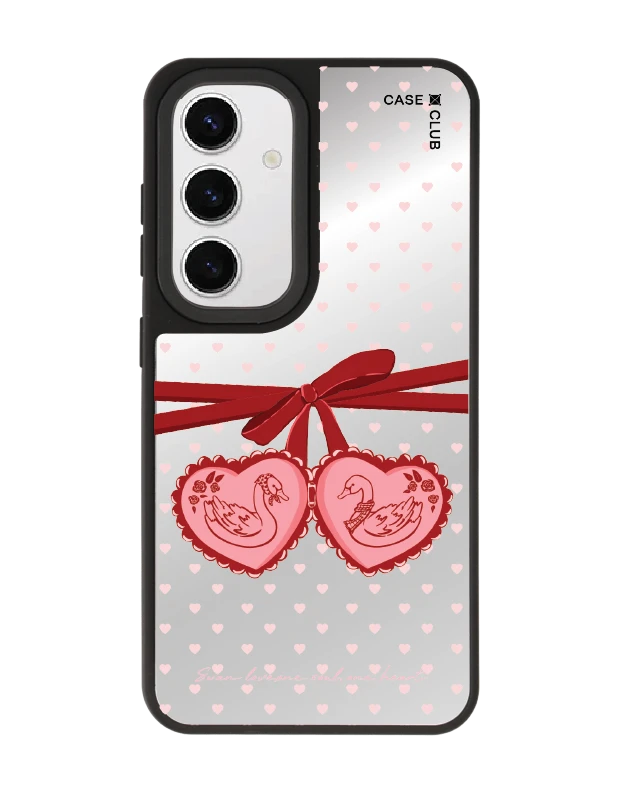samsung s24 matte mirror magsafe double heart cherry ribbon