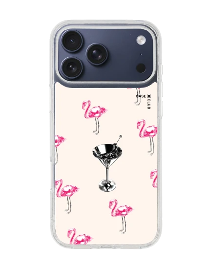 เคสใส iphone 17 pro max ฟลามิงโกชัฟเฟิลเมทัลลิก