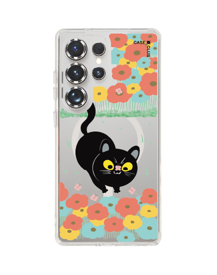 เคสใส Samsung Galaxy S25 Ultra MagSafe แมวดำดอกไม้
