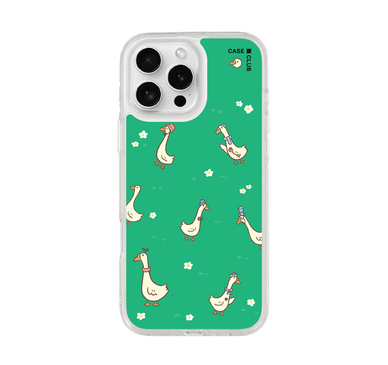 iPhone 16 Pro Max Clear Case Flower Duck Pattern