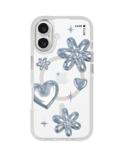 เคสใส iphone 16 magsafe สีขาว ลูกโป่งดอกไม้