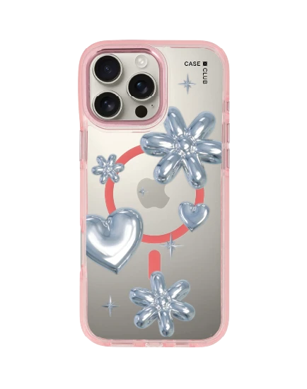 เคส iphone 16 pro max clear pink magsafe สีชมพู ลูกโป่งดอกไม้