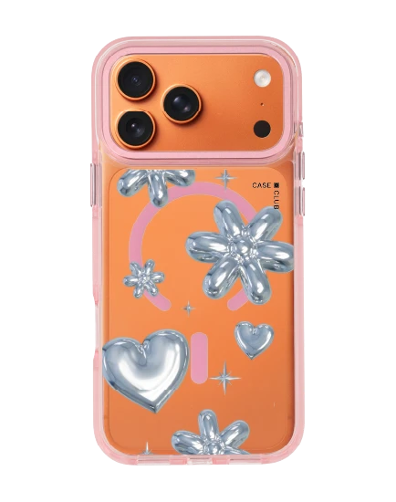เคสใส iphone 17 pro max magsafe สีชมพู ลูกโป่งดอกไม้