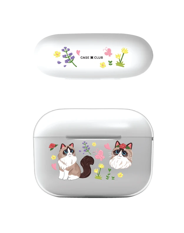 airpods pro 2 clear case flower ragdoll cat