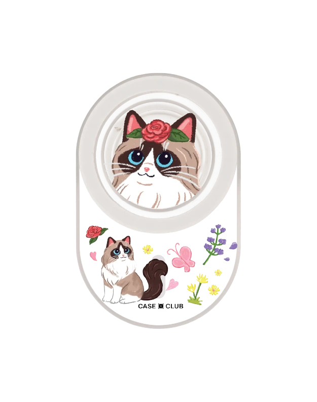 clear popgrip flower ragdoll cat