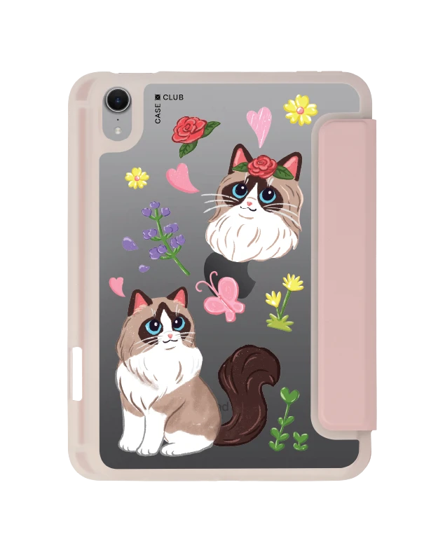 ipad mini 7 clear pink flower ragdoll cat