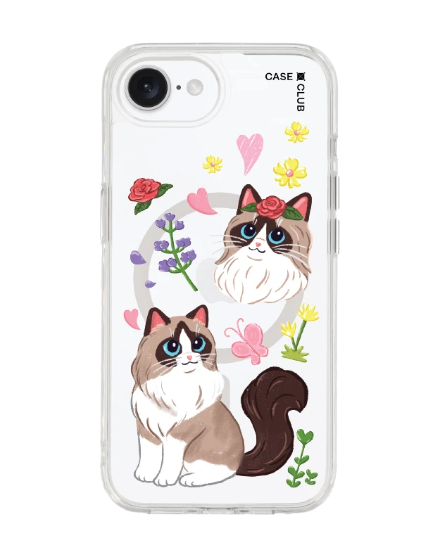 เคสใส iphone 16e magsafe แร็กดอลล์กับดอกไม้แสนสวย