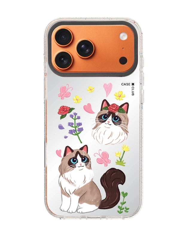 เคสกระจกใส iphone 17 pro max mirror magsafe แร็กดอลล์กับดอกไม้แสนสวย