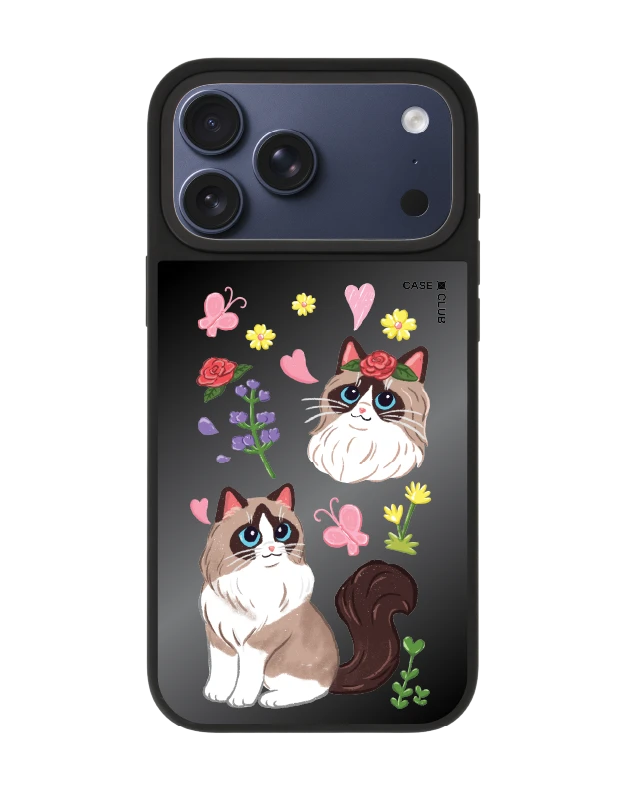 เคสกระจก iphone 17 pro max matte magsafe แร็กดอลล์กับดอกไม้แสนสวย