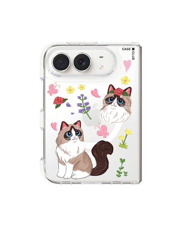เคสใส iphone duo magsafe แร็กดอลล์กับดอกไม้แสนสวย