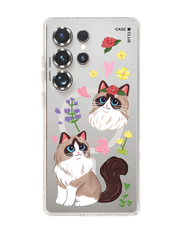 เคสใส samsung galaxy s25 ultra magsafe แร็กดอลล์กับดอกไม้แสนสวย