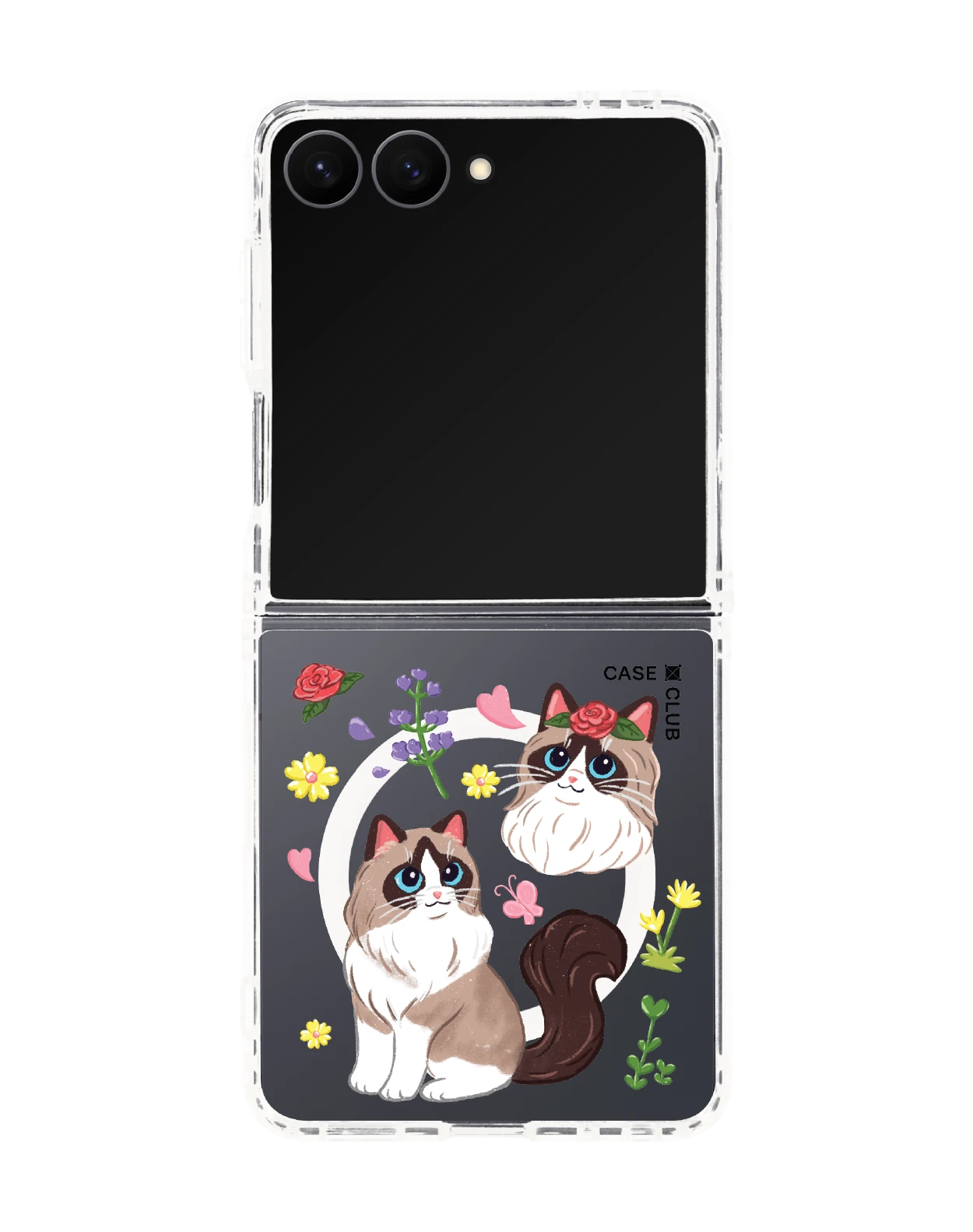 เคสใส samsung galaxy z flip 8 magsafe แร็กดอลล์กับดอกไม้แสนสวย