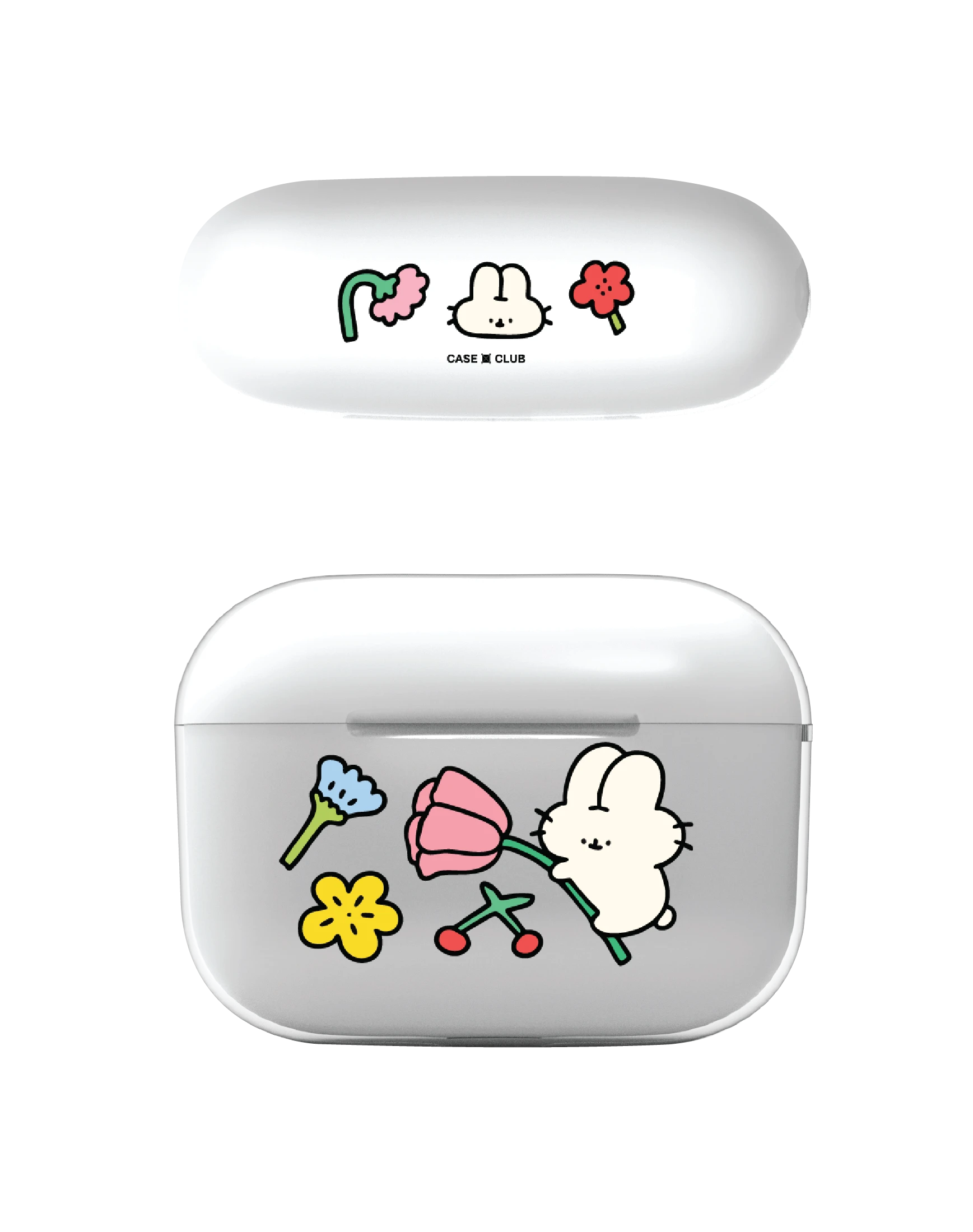 airpods pro 2 clear case fluffy bunny garden sticker