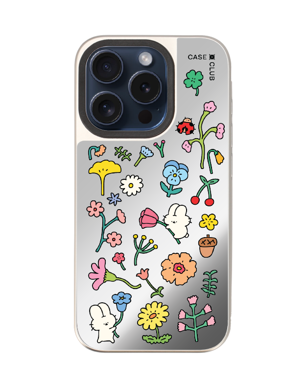 iPhone 15 Pro Mirror MagSafe Fluffy Bunny Garden Sticker