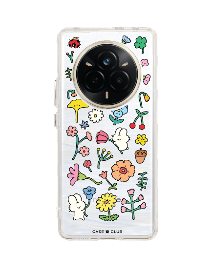 realme 14 pro clear fluffy bunny garden sticker