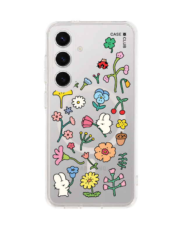 Samsung Galaxy S24 Clear MagSafe Fluffy Bunny Garden Sticker