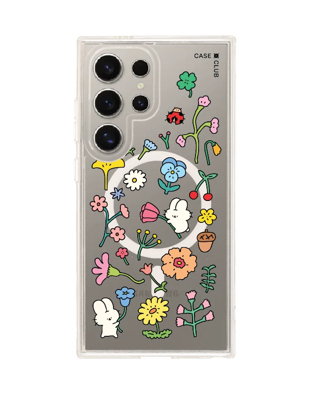 เคสใส samsung s24 ultra magsafe fluffy bunny สติ๊กเกอร์ดอกไม้