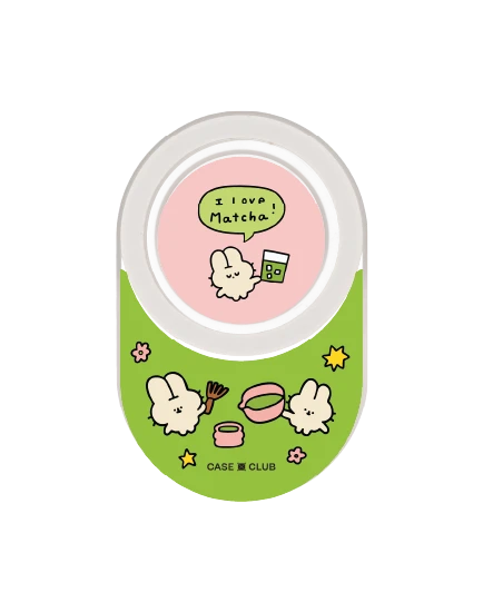 clear popgrip fluffy bunny matcha
