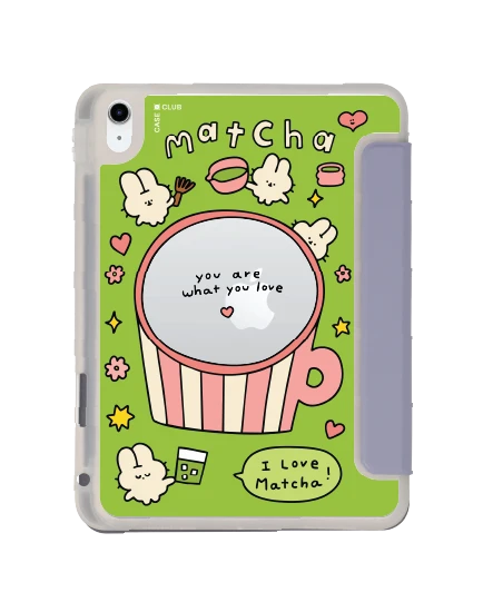 เคสใส ipad gen 10/11 สีม่วง fluffy bunny มัทฉะ