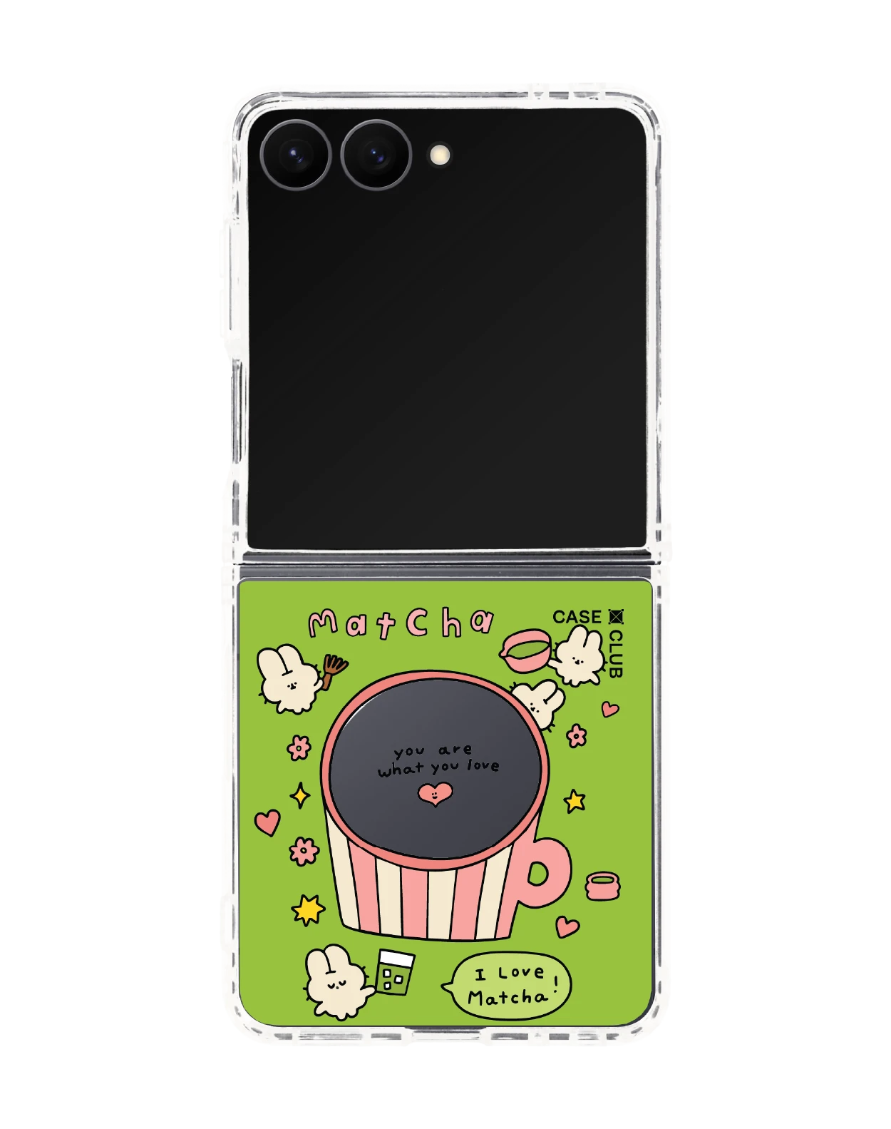 samsung galaxy z flip 8 clear magsafe fluffy bunny matcha