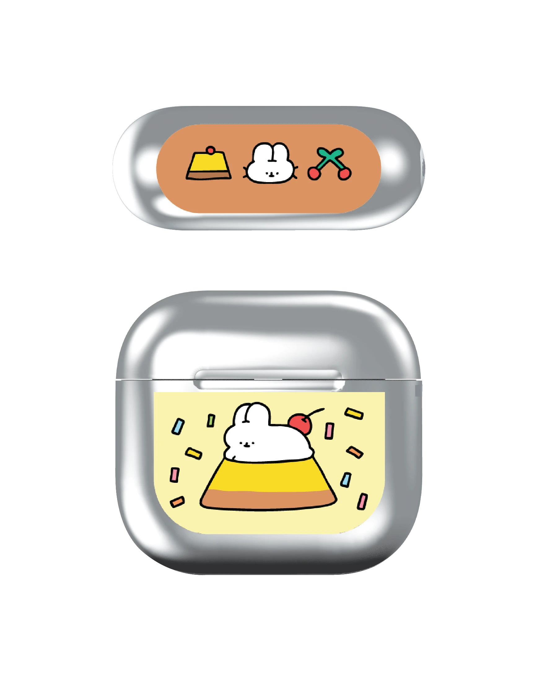 airpods 4 mirror case fluffy bunny pudding