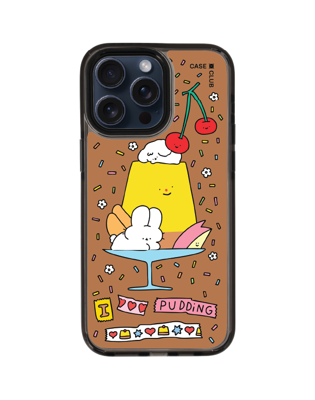 iPhone 15 Pro Max Clear Black MagSafe Fluffy Bunny Pudding