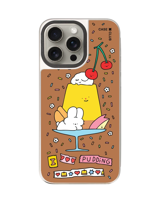 เคสกระจก iphone 15 pro max magsafe fluffy bunny พุดดิ้งแสนหวาน
