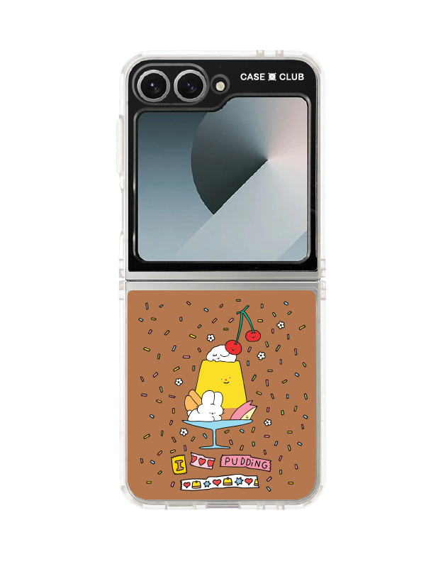 samsung galaxy z flip 6 clear case fluffy bunny pudding