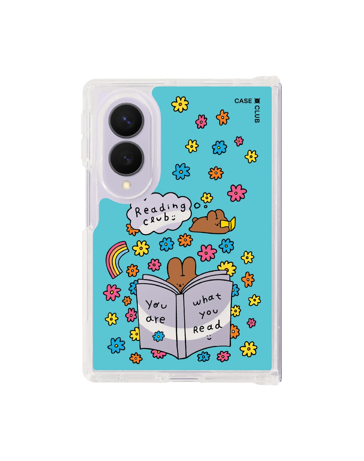 samsung galaxy z fold 8 clear magsafe fluffy bunny reading club