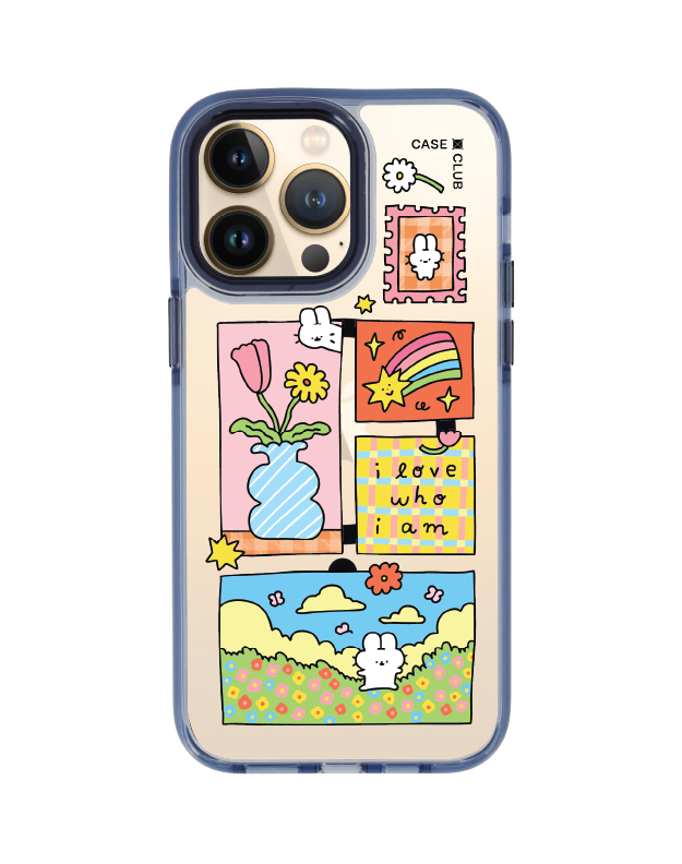 iPhone 14 Pro Max Clear Blue MagSafe Fluffy Bunny Stamp