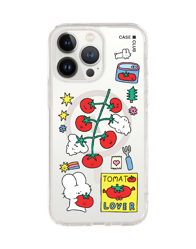 iPhone 14 Pro Max Clear MagSafe Fluffy Bunny Tomato Lover