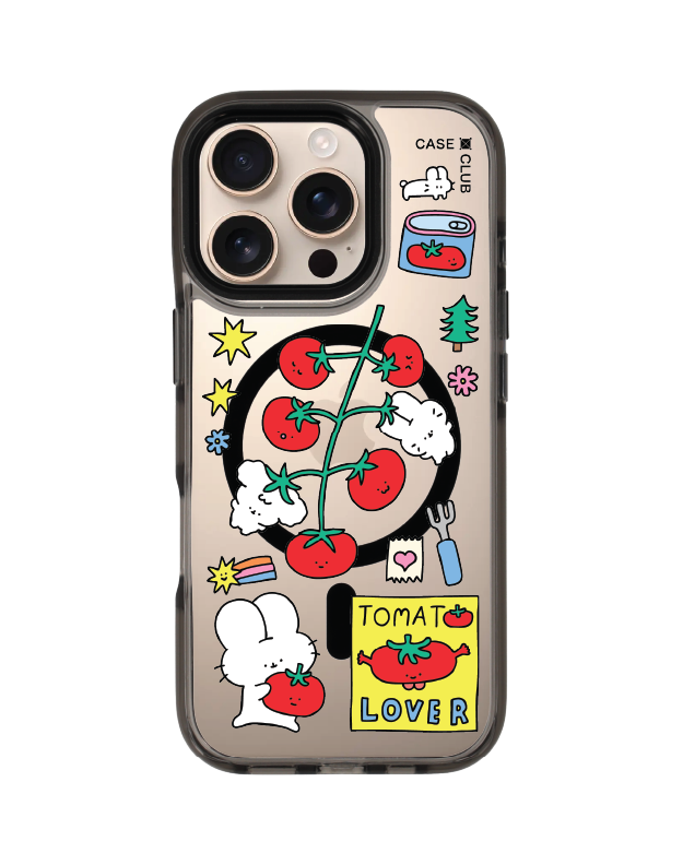 iPhone 16 Pro Clear Black MagSafe Fluffy Bunny คู่รักมะเขือเทศ