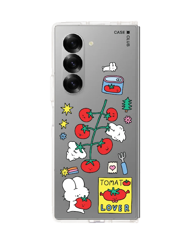 samsung galaxy z fold 6 clear case fluffy bunny tomato lover