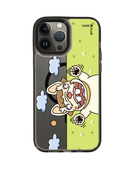 iPhone 13 Pro Max Clear Black MagSafe French Bull Dog Garden