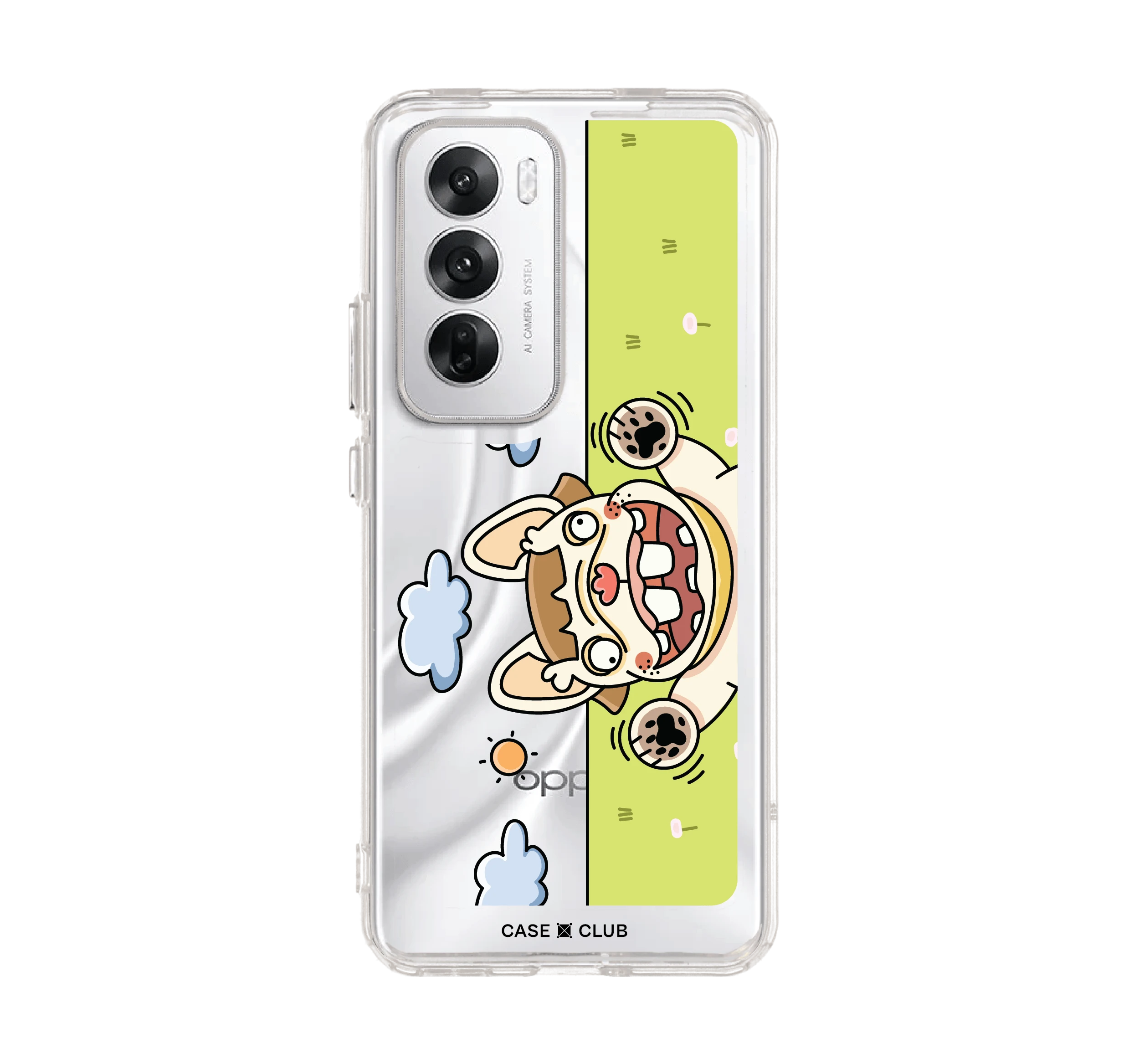 oppo reno 12 clear case french bull dog garden